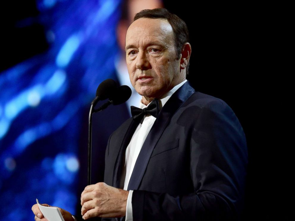 PHOTO: Kevin Spacey speaks onstage at the 2017 AMD British Academy Britannia Awards, Oct. 27, 2017, in Beverly Hills, California.