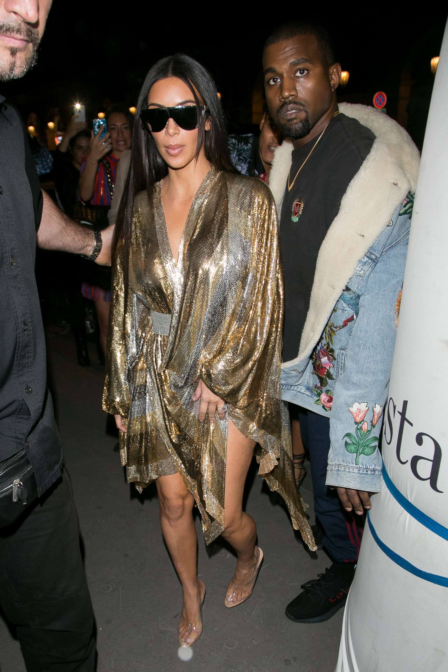 PHOTO: Kim Kardasian West and Kanye West arrive at the BALMAIN after party, Sept. 29, 2016 in Paris.