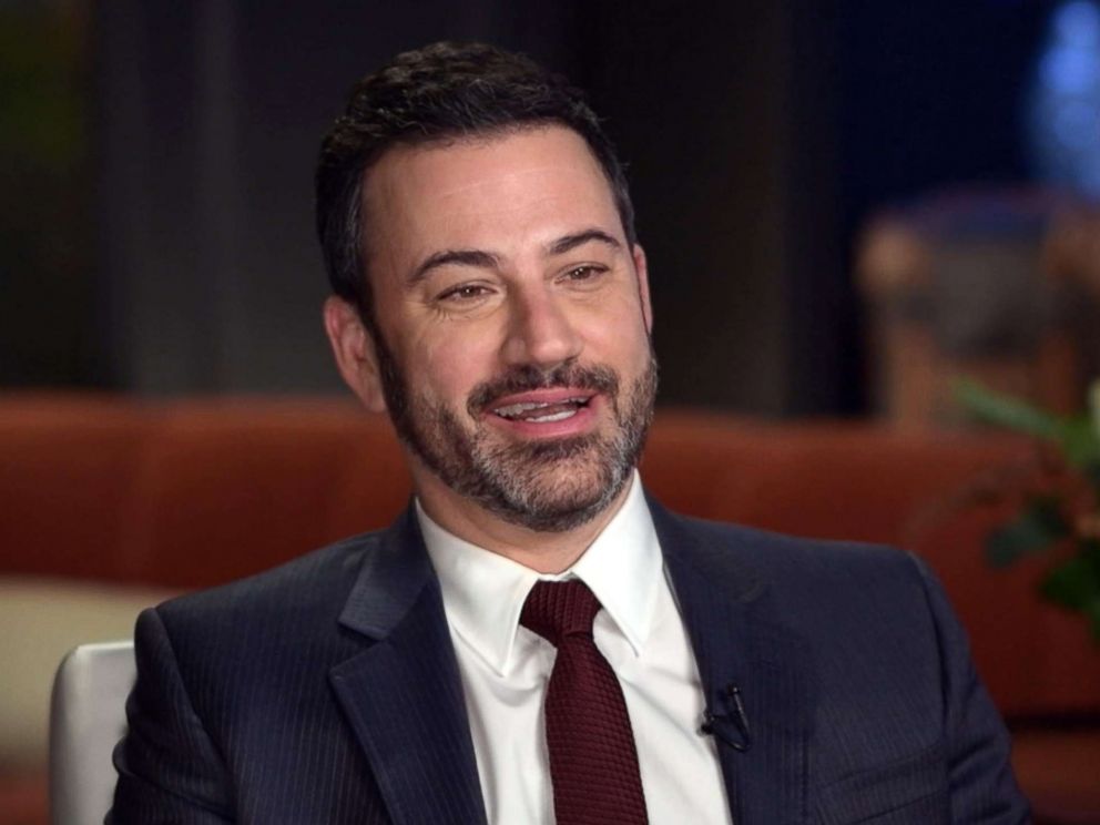 PHOTO: Jimmy Kimmel speaks with Paula Faris on Good Morning America.