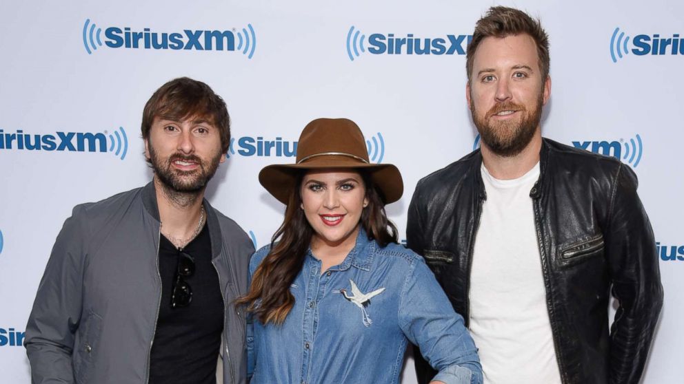 (L-R) Dave Haywood, Hillary Scott and Charles Kelley of the band Lady Antebellum visit SiriusXM Studios, June 14, 2017 in New York City. 