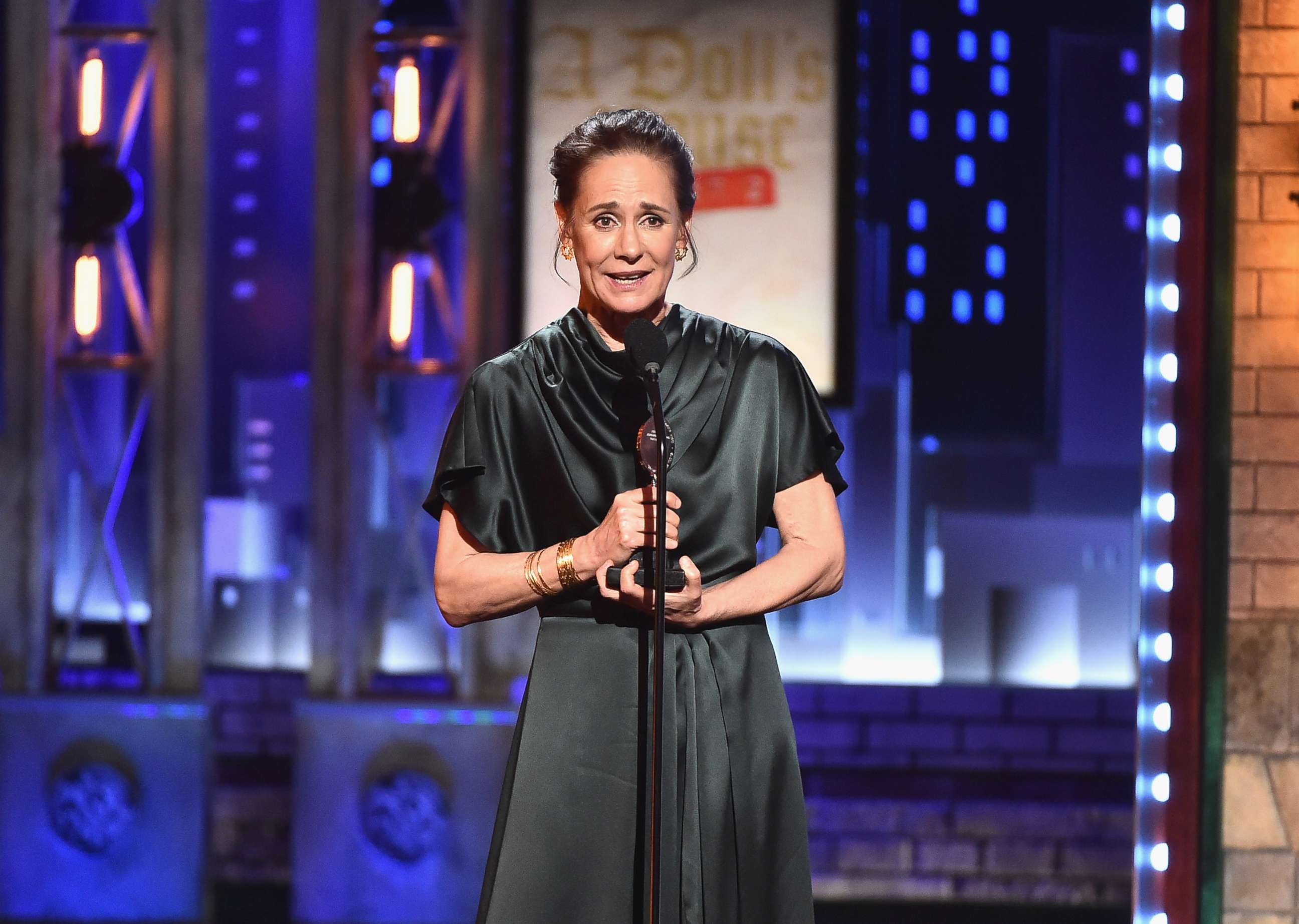 PHOTO: Laurie Metcalf accepts the award for Best Performance by an Actress in a Leading Role in a Play for "A Doll's House, Part 2" onstage during the 2017 Tony Awards at Radio City Music Hall, June 11, 2017, in New York City.