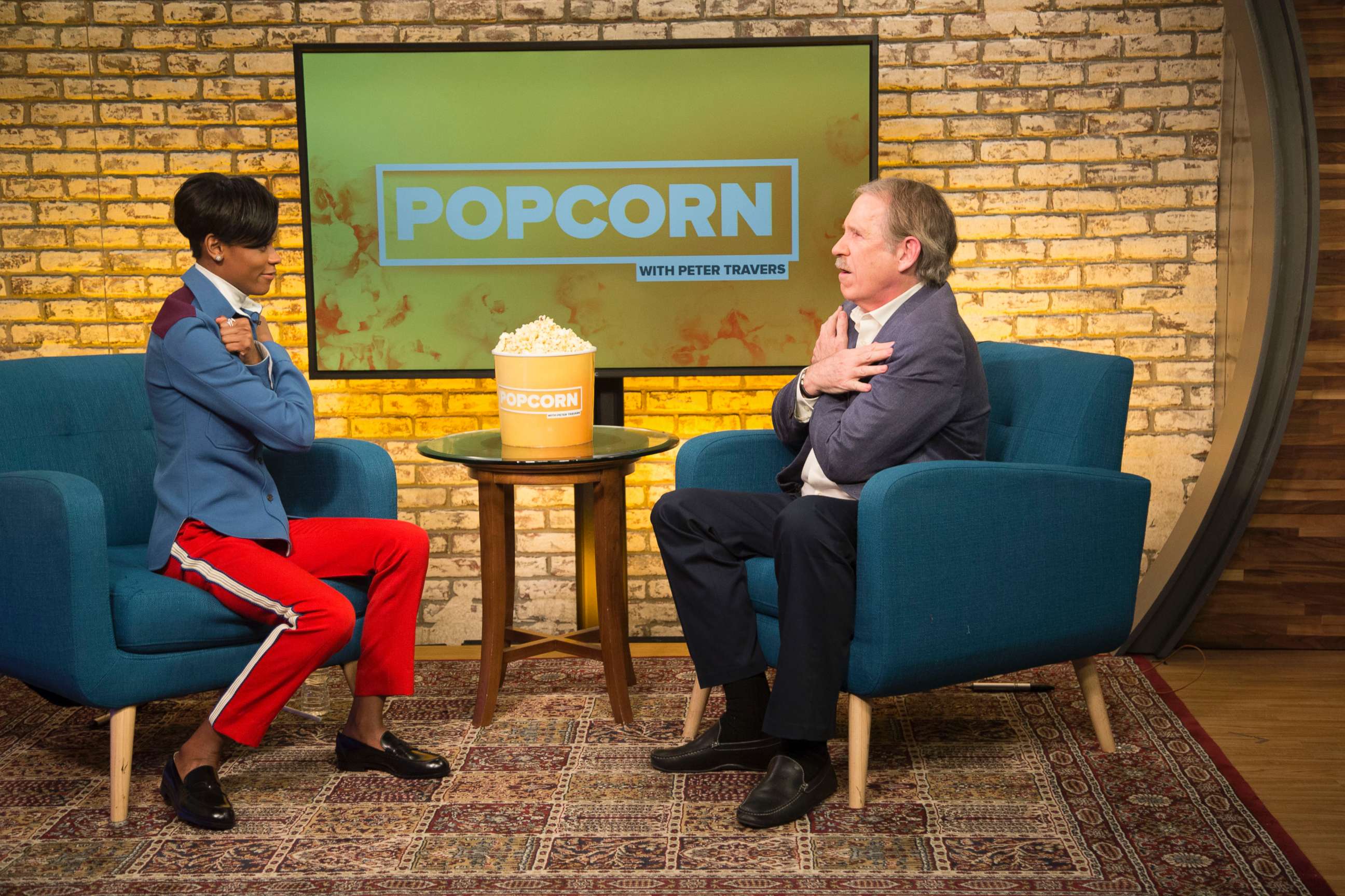 PHOTO: Letitia Wright appears on "Popcorn with Peter Travers" at ABC News studios, Jan. 31, 2018, in New York City.
