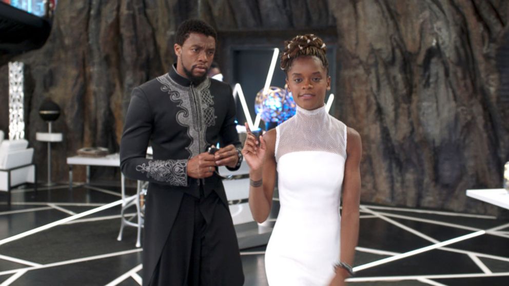 PHOTO: Chadwick Boseman and Letitia Wright in a scene from "Black Panther." 