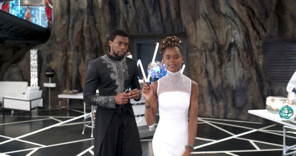 PHOTO: Chadwick Boseman and Letitia Wright in a scene from "Black Panther."  