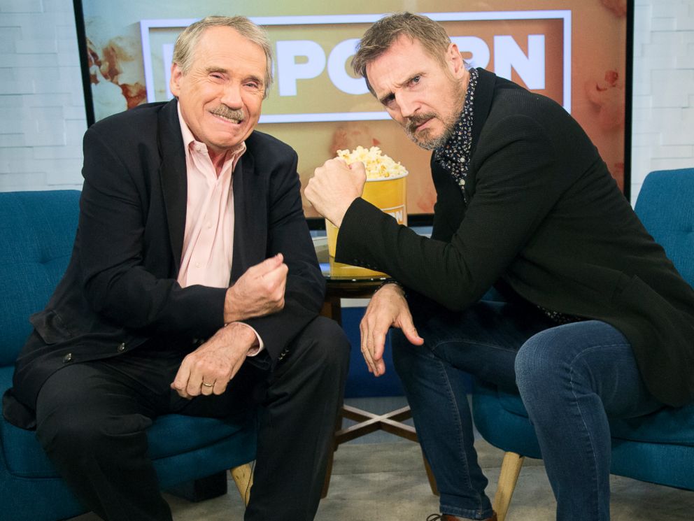 PHOTO: Liam Neeson appears on "Popcorn with Peter Travers" at ABC News studios, Sept. 21, 2017, in New York City.