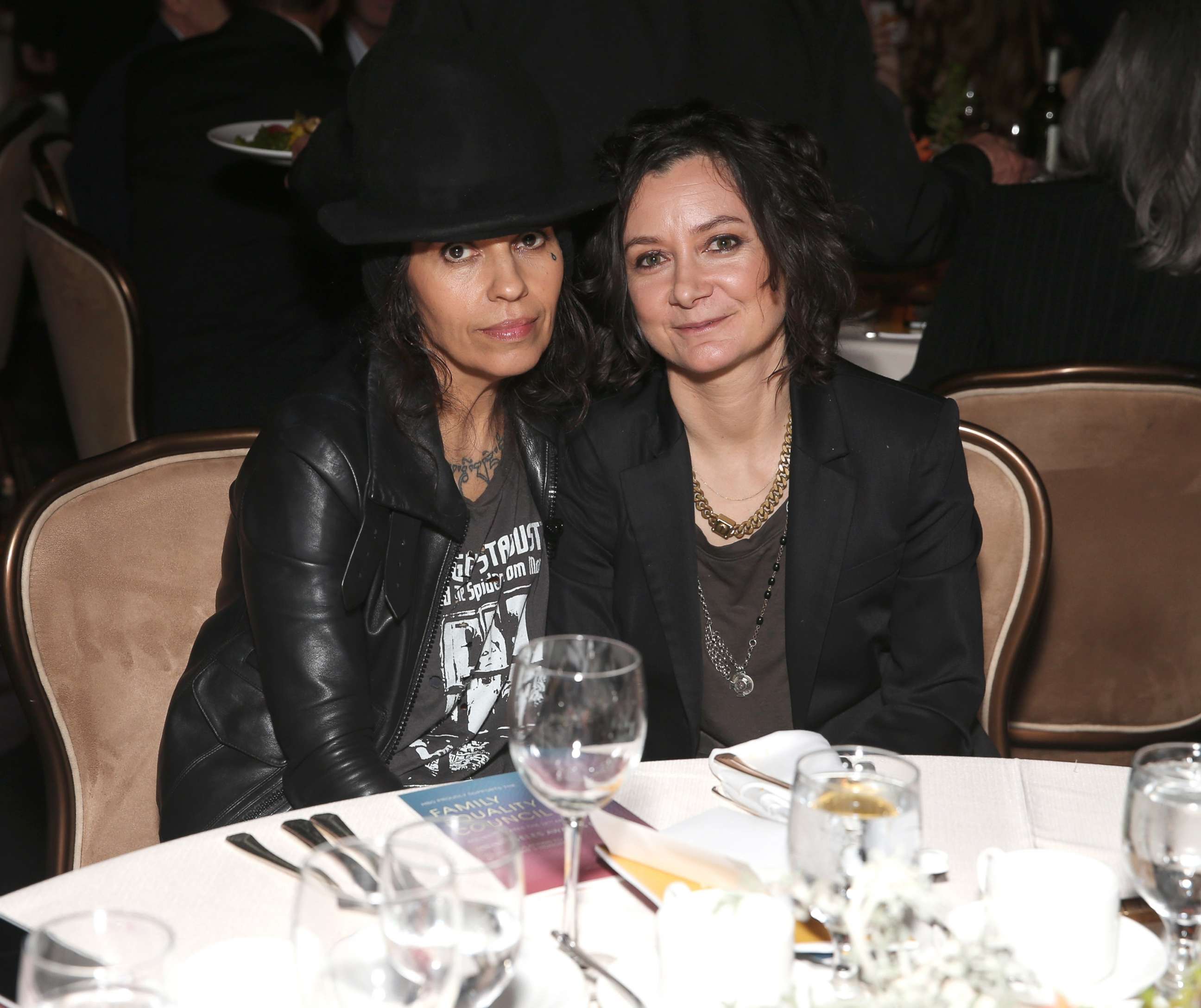 PHOTO: Linda Perry and Sara Gilbert attend the Family Equality Council's Impact awards at The Beverly Hilton Hotel on March 12, 2016 in Beverly Hills.