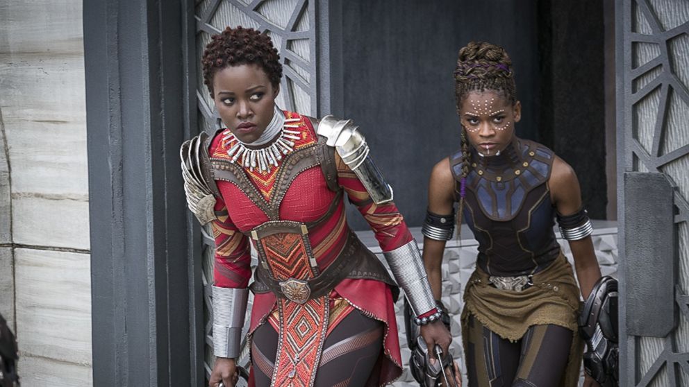 PHOTO: Lupita Nyong'o and Letitia Wright in "Black Panther," 2018.