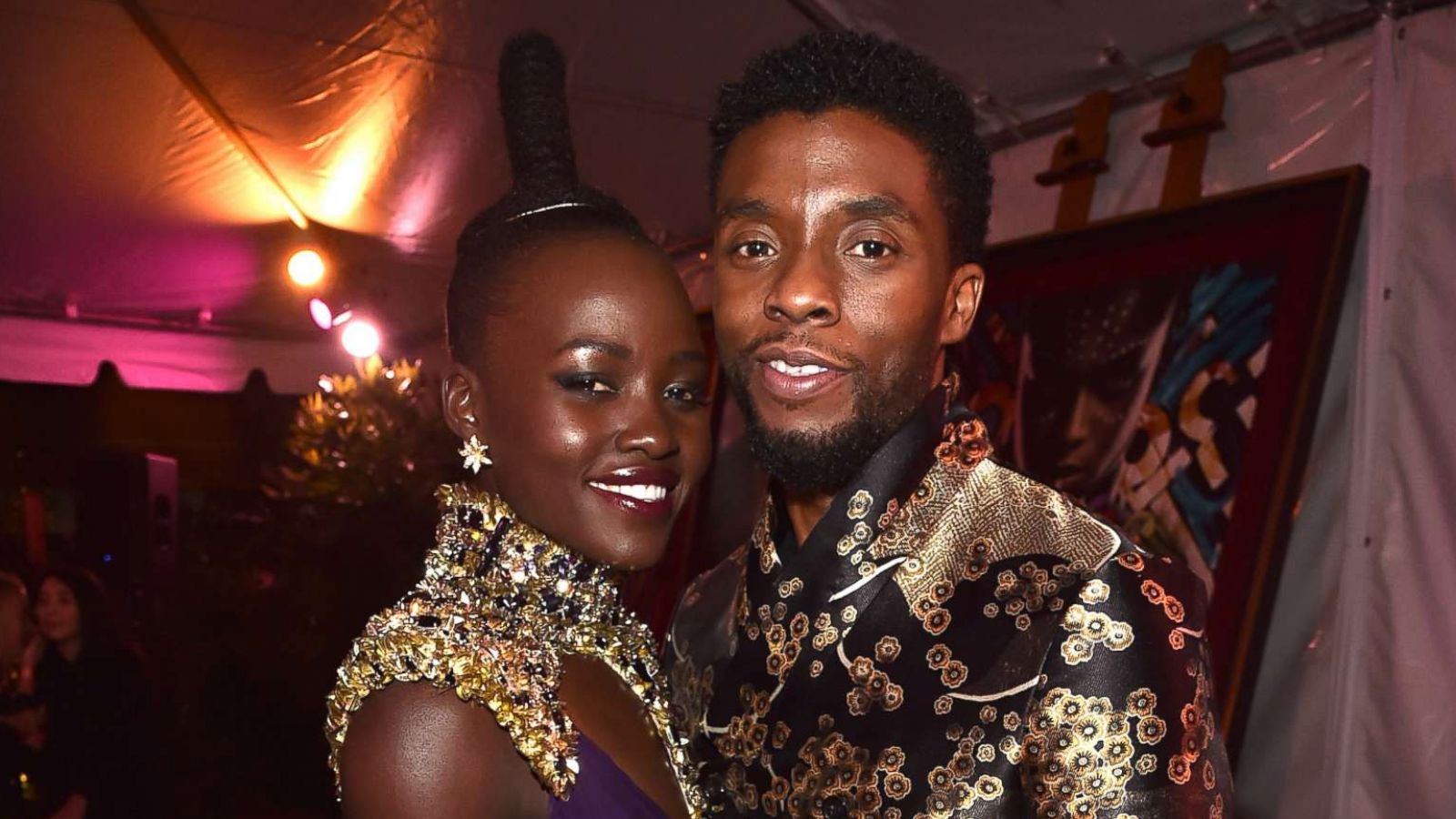 PHOTO: Lupita Nyong'o (L) and Chadwick Boseman at the Los Angeles World Premiere of Marvel Studios' "Black Panther" at Dolby Theater, Jan. 29, 2018 in Hollywood, Calif.