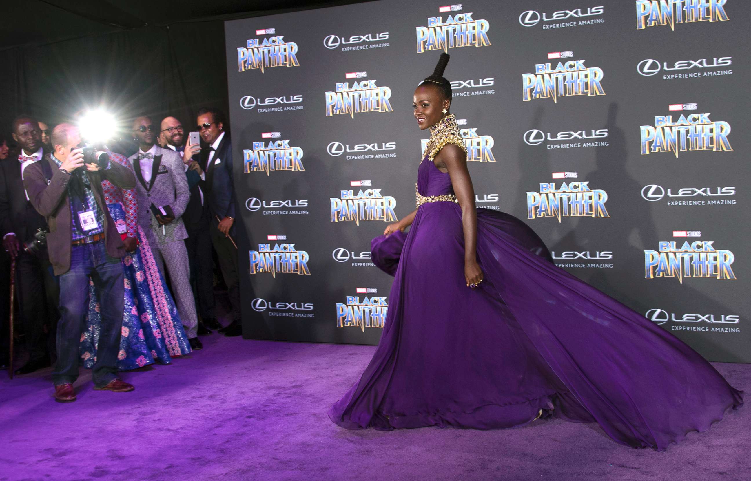 PHOTO: Lupita Nyong'o attends the world premiere of Marvel Studios' Black Panther, Jan. 29, 2018, in Hollywood, Calif.