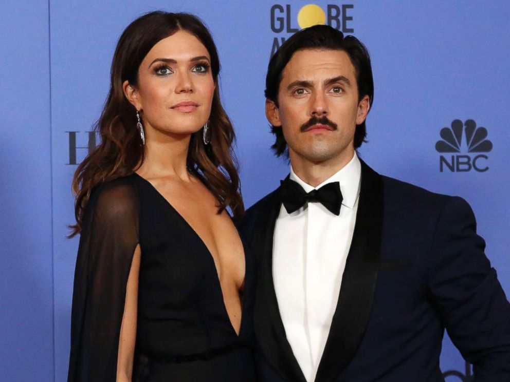 PHOTO: Mandy Moore and Milo Ventimiglia pose after presenting an award during the 74th Golden Globe Awards in Beverly Hills, Calif., Jan. 8, 2017.