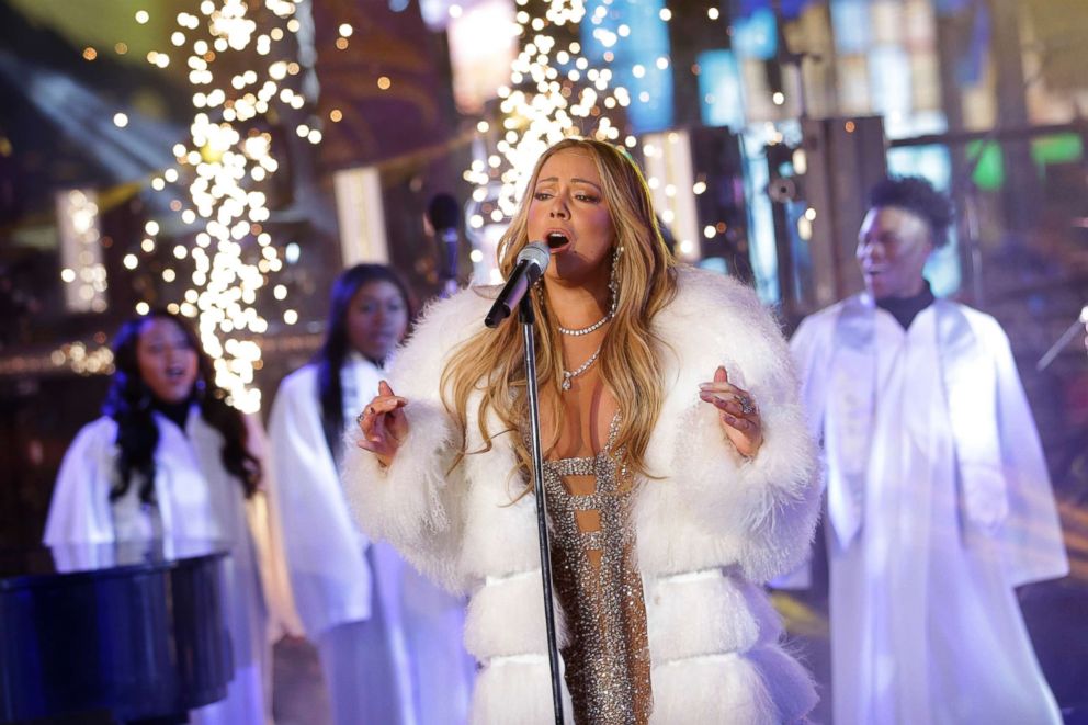 PHOTO: Mariah Carey performs on stage at the New Year's Eve celebration in Times Square, Dec. 31, 2017, in New York.