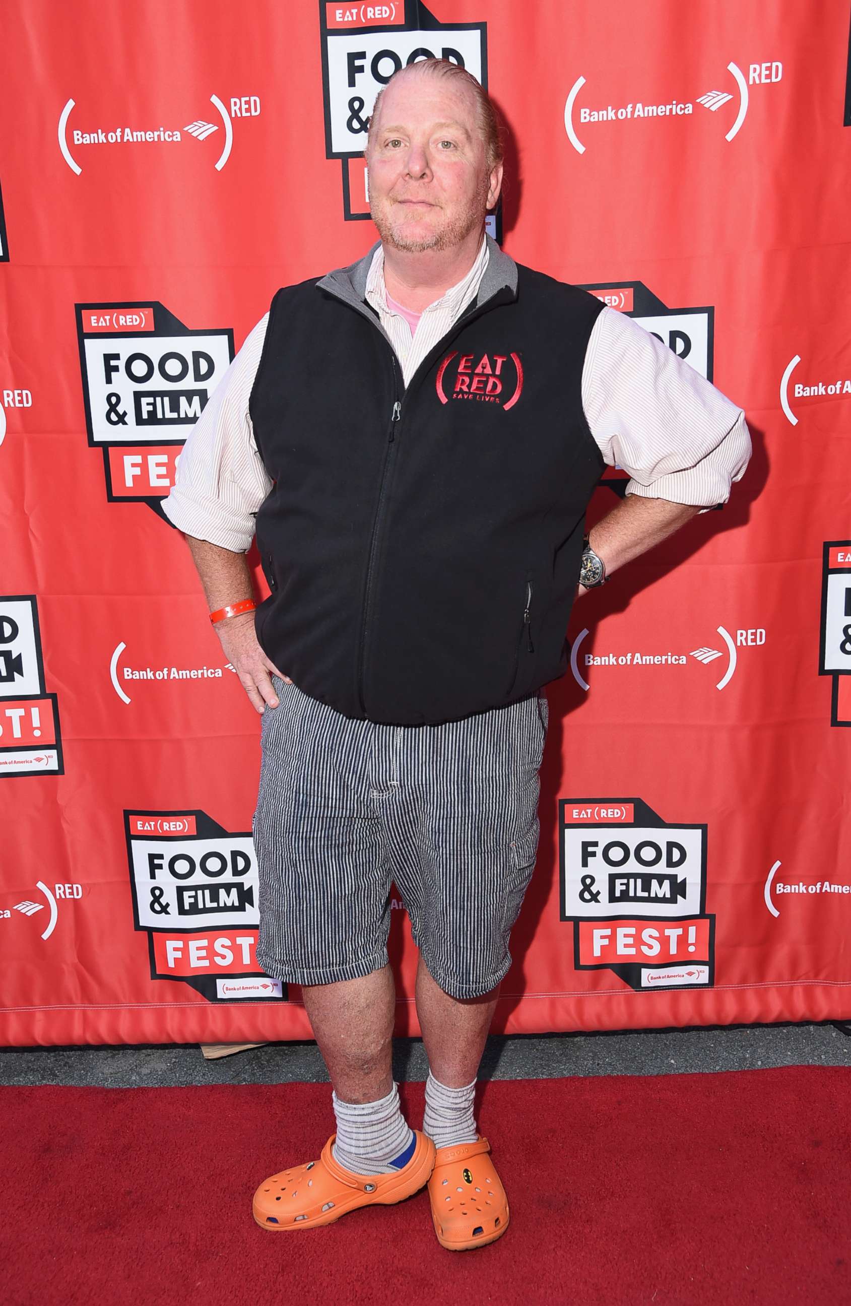 PHOTO: Chef Mario Batali arrives at EAT (RED) Food & Film Fest! at Bryant Park, June 20, 2017, in New York City.  