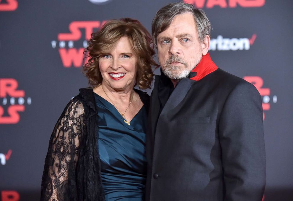 PHOTO: Mark Hamill and Marilou Hamill attend the premiere of "Star Wars: The Last Jedi" at the Shrine Auditorium, Dec. 9, 2017, in Los Angeles.