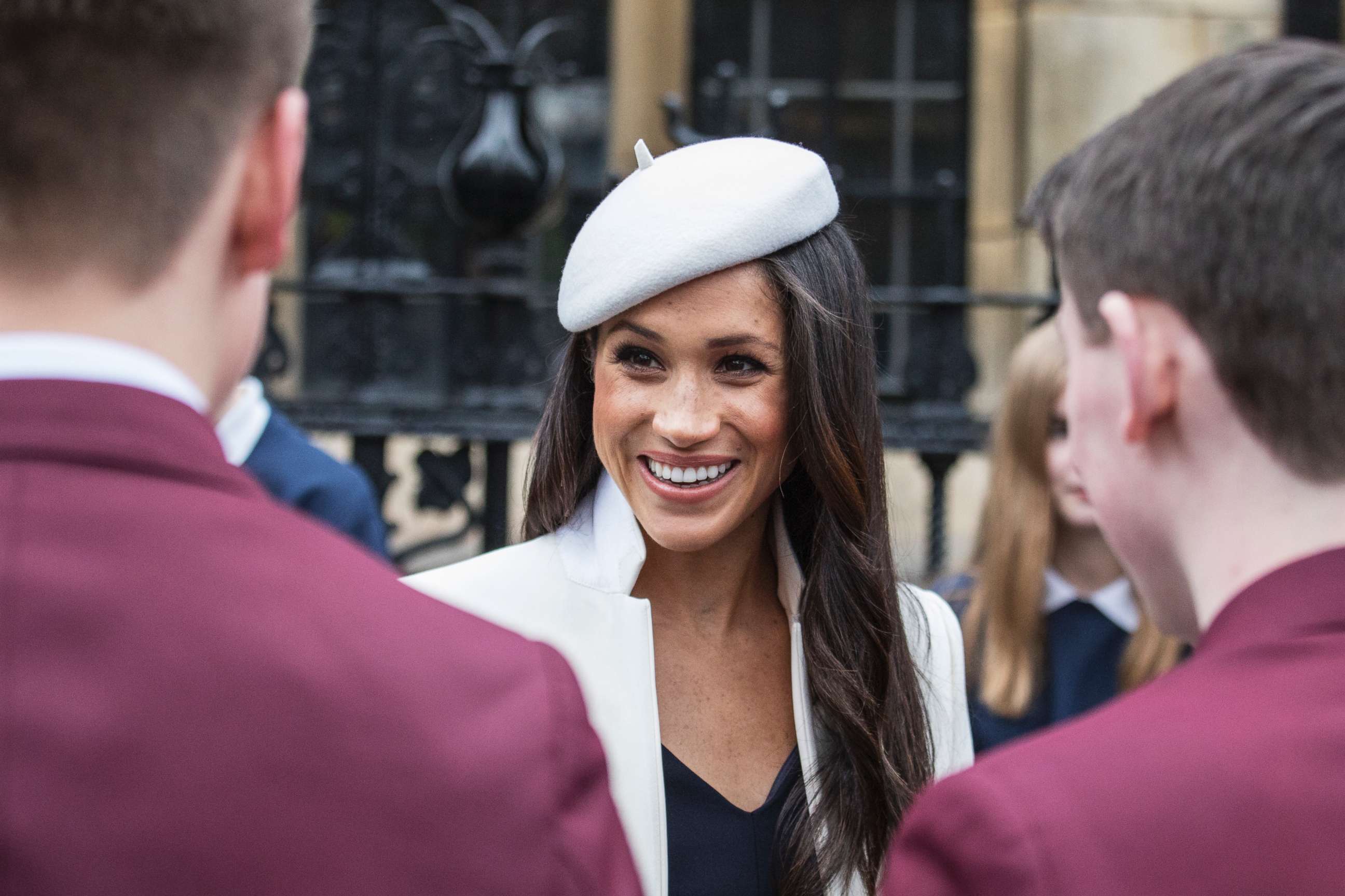 PHOTO: Meghan Markle meets well-wishers in the Dean's yard, after the Commonwealth Service at Westminster Abbey in London, March 12, 2018.  