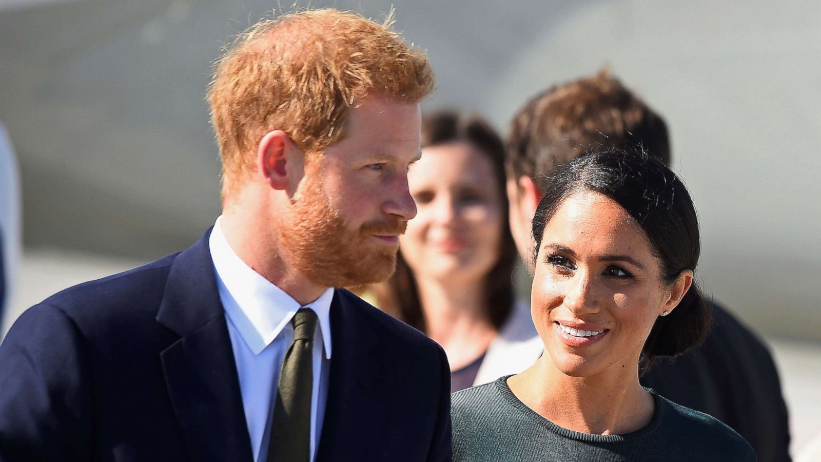 PHOTO: Britain's Prince Harry and Meghan Markle, the Duke and Duchess of Sussex, arrive at the airport for a two-day visit to Dublin, July 10, 2018.