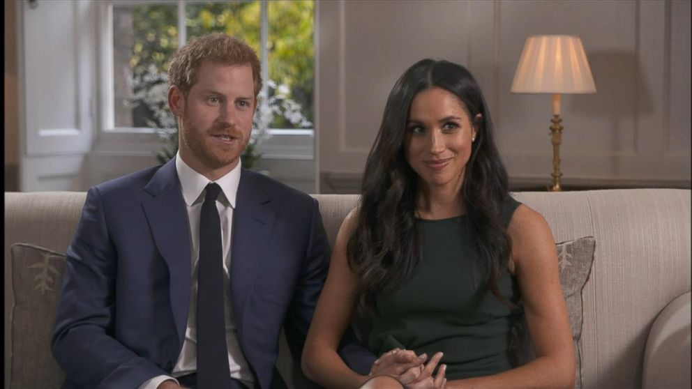 PHOTO: Britain's Prince Harry and his fiancee, U.S. actress Meghan Markle give their first interview following their engagement, Nov. 27, 2017.