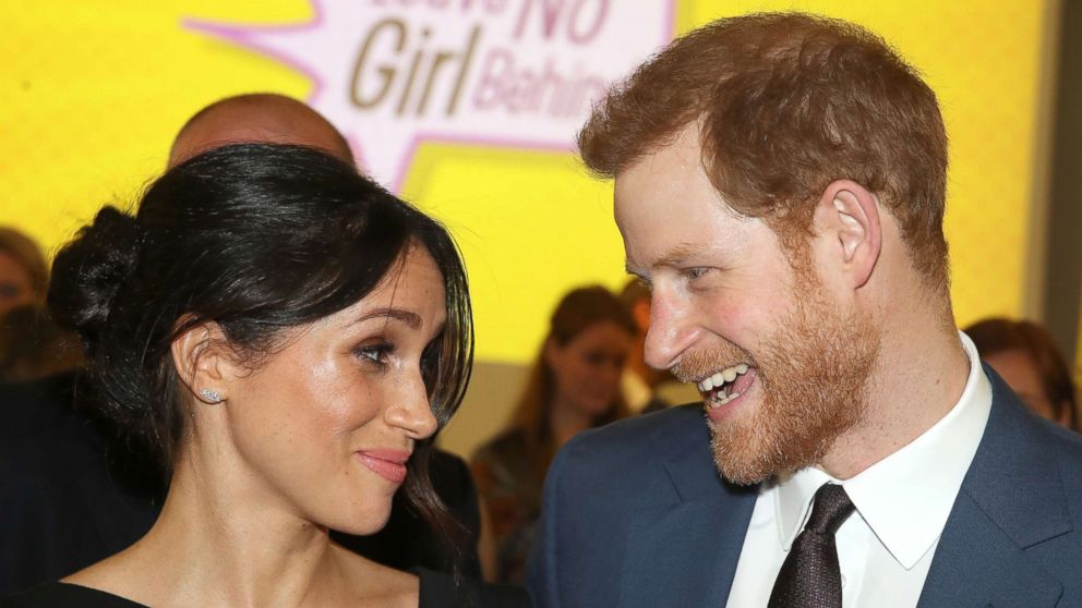 PHOTO: Meghan Markle and Prince Harry speaks they attend the Women's Empowerment reception at the Royal Aeronautical Society, April 19, 2018, in London.