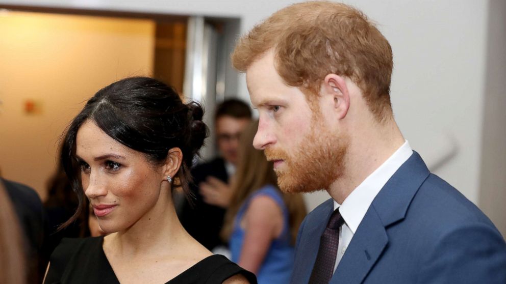 PHOTO: Meghan Markle and Prince Harry speaks they attend the Women's Empowerment reception at the Royal Aeronautical Society, April 19, 2018, in London.