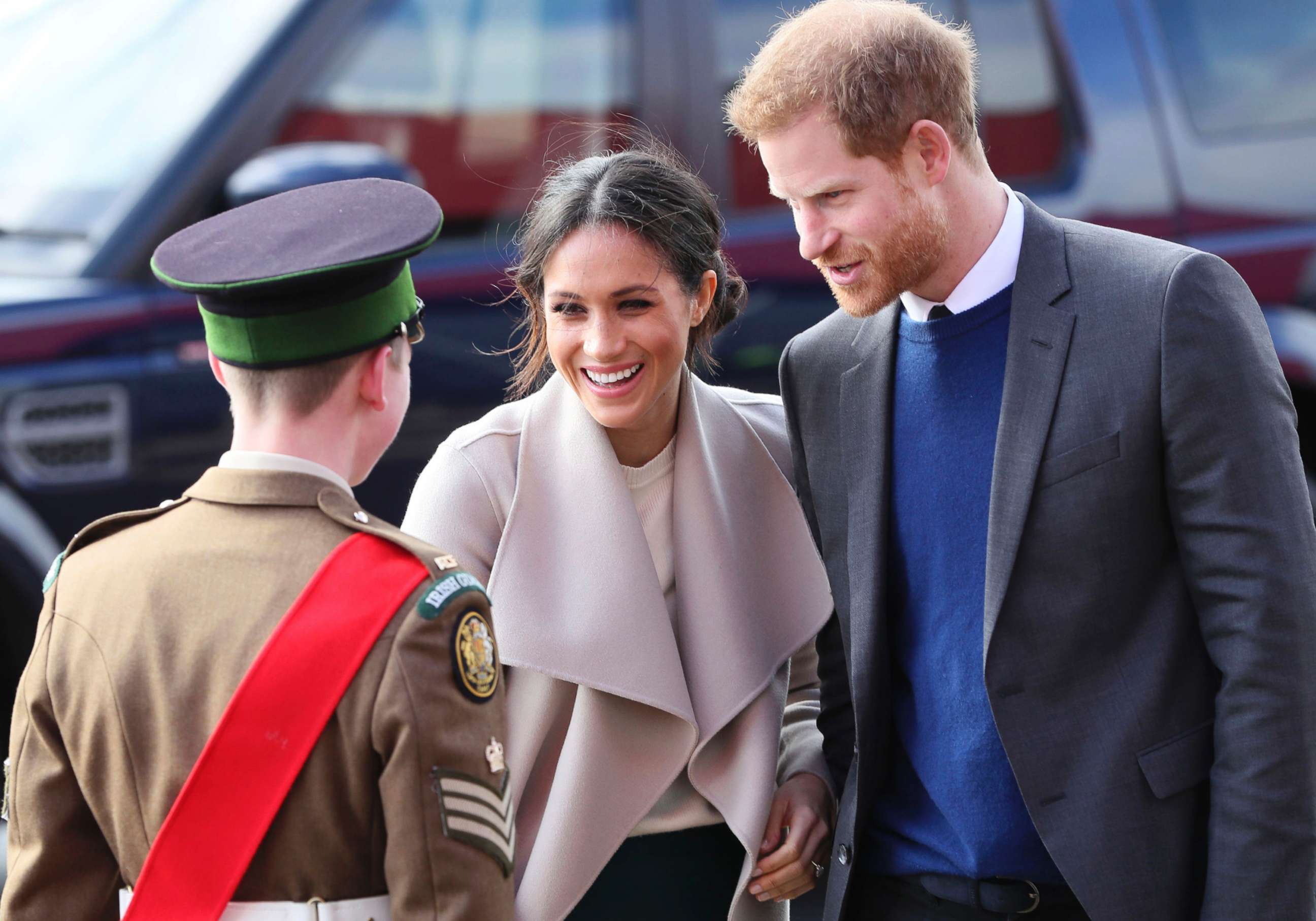 PHOTO: Meghan Markle and Britain's Prince Harry arrive for a visit to the Eikon Exhibition Centre in Lisburn, Northern Ireland  where they attended an event to mark the second year of youth-led peace-building initiative Amazing the Space, March 23, 2018.