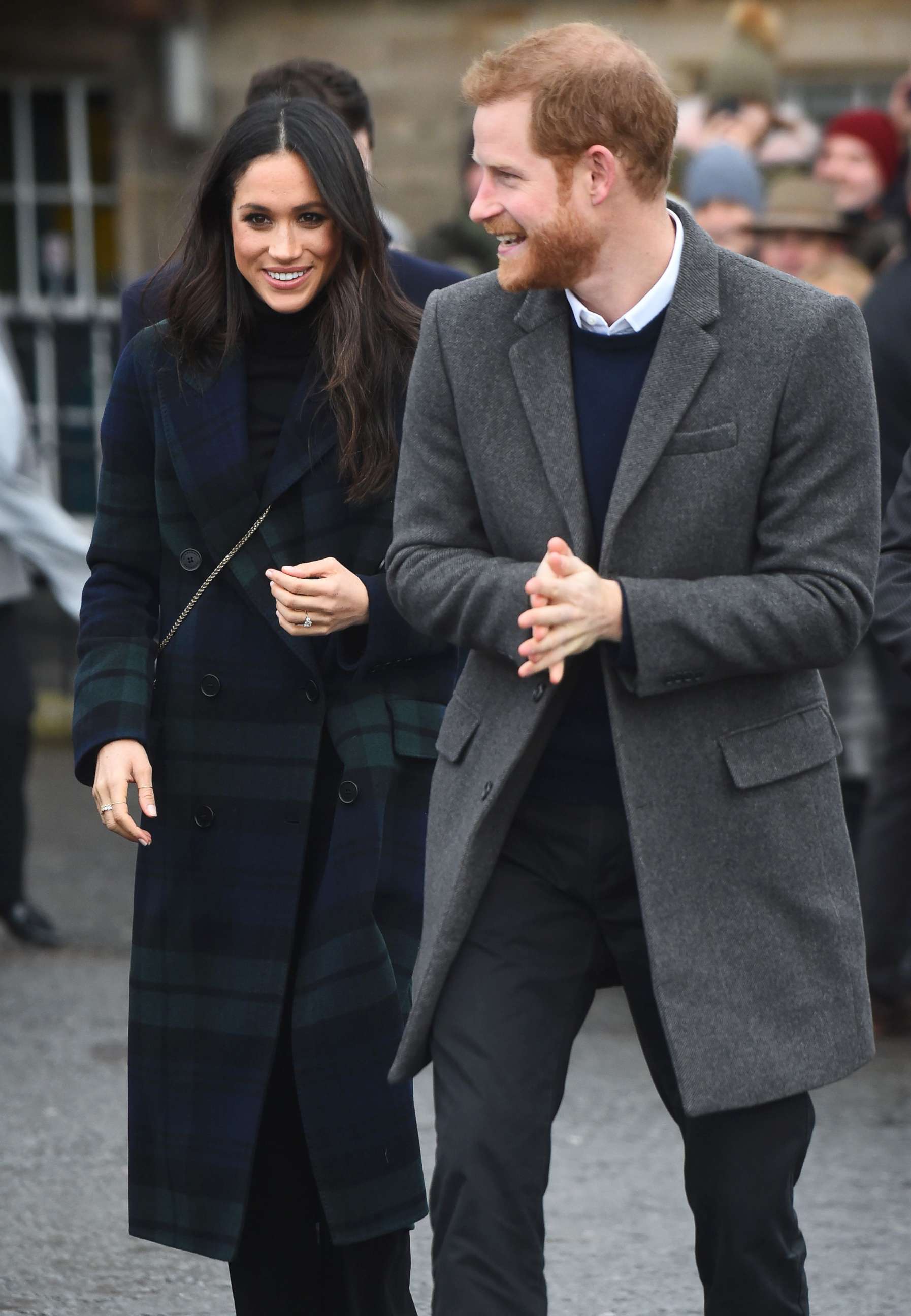 PHOTO: Britain's Prince Harry and his fiancee Meghan Markle walk on the Esplanade at Edinburgh Castle, during a visit to Scotland, Feb. 13, 2018.