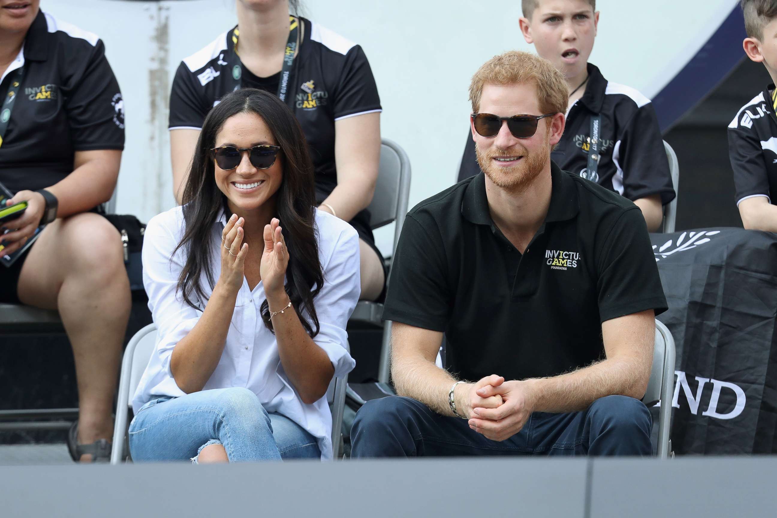 PHOTO: Meghan Markle and Prince Harry attend a Wheelchair Tennis match during the Invictus Games 2017 at Nathan Philips Square, Sept. 25, 2017, in Toronto.