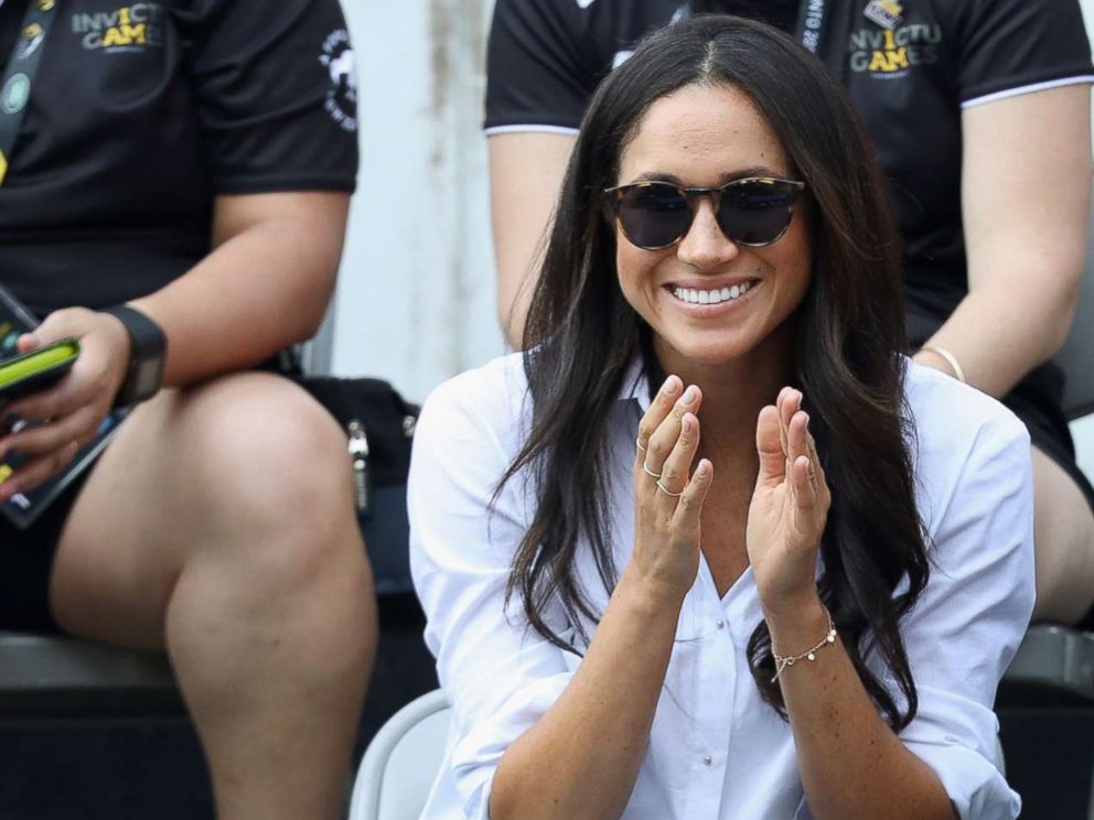 PHOTO: Meghan Markle and Prince Harry attend a Wheelchair Tennis match during the Invictus Games 2017 at Nathan Philips Square, Sept. 25, 2017, in Toronto.