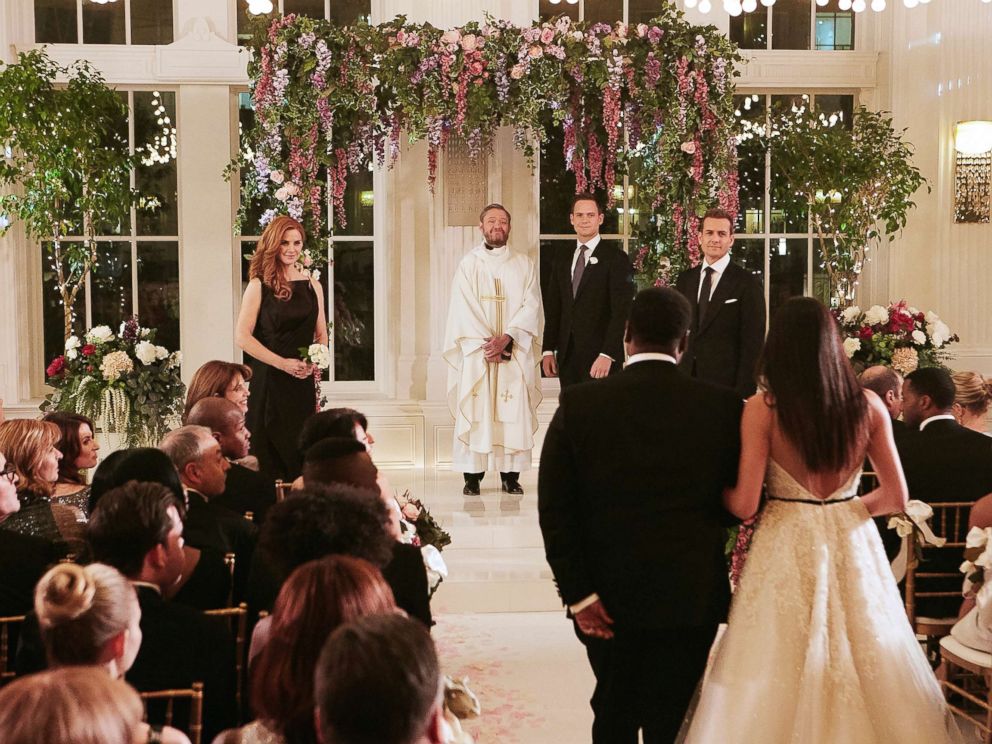 Ian Watson USA Network Meghan Markle walks down the aisle on the season finale of