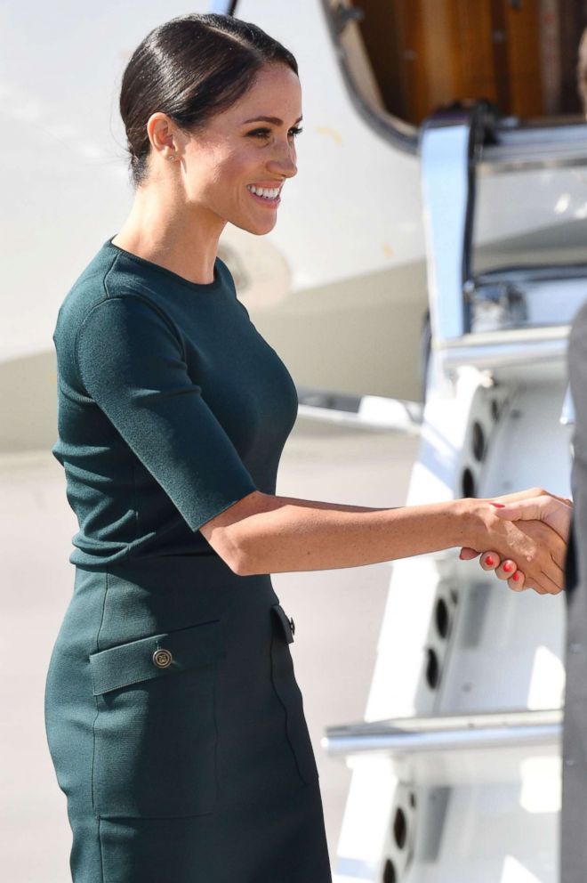 PHOTO: Meghan Markle, Duchess of Sussex arrives at the Dublin airport in Dublin, July 10, 2018.