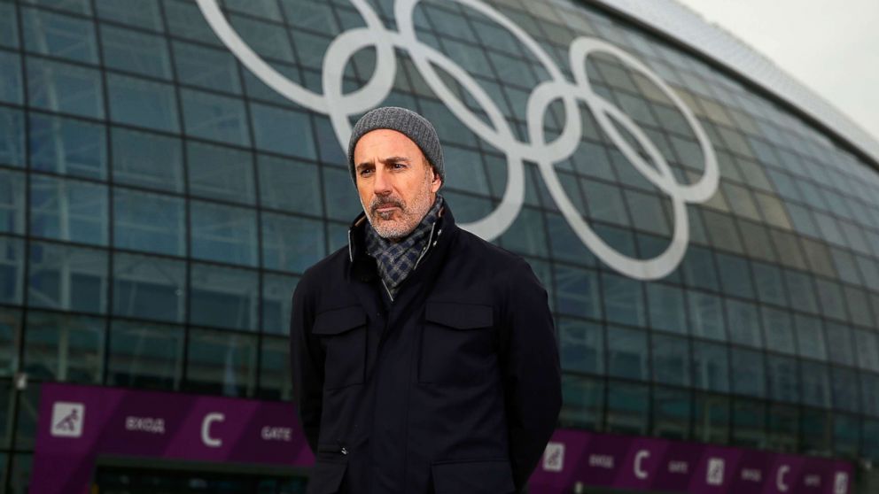 PHOTO: Matt Lauer reports for the NBC "Today" show in the Olympic Park ahead of the Sochi 2014 Winter Olympics, Feb. 5, 2014 in Sochi, Russia. 