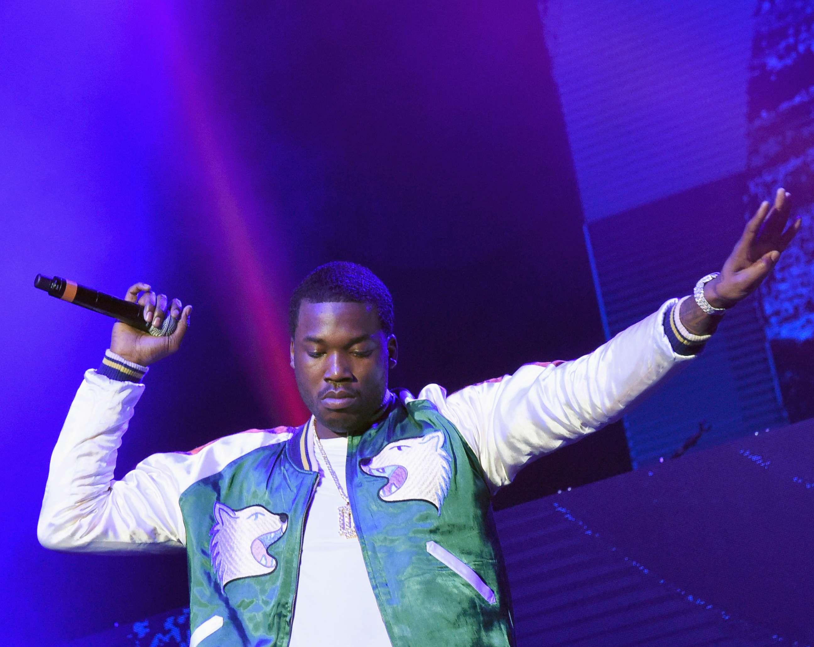 PHOTO: Meek Mill performs during V-103 Live Pop Up Concert, March 25, 2017, in Atlanta.