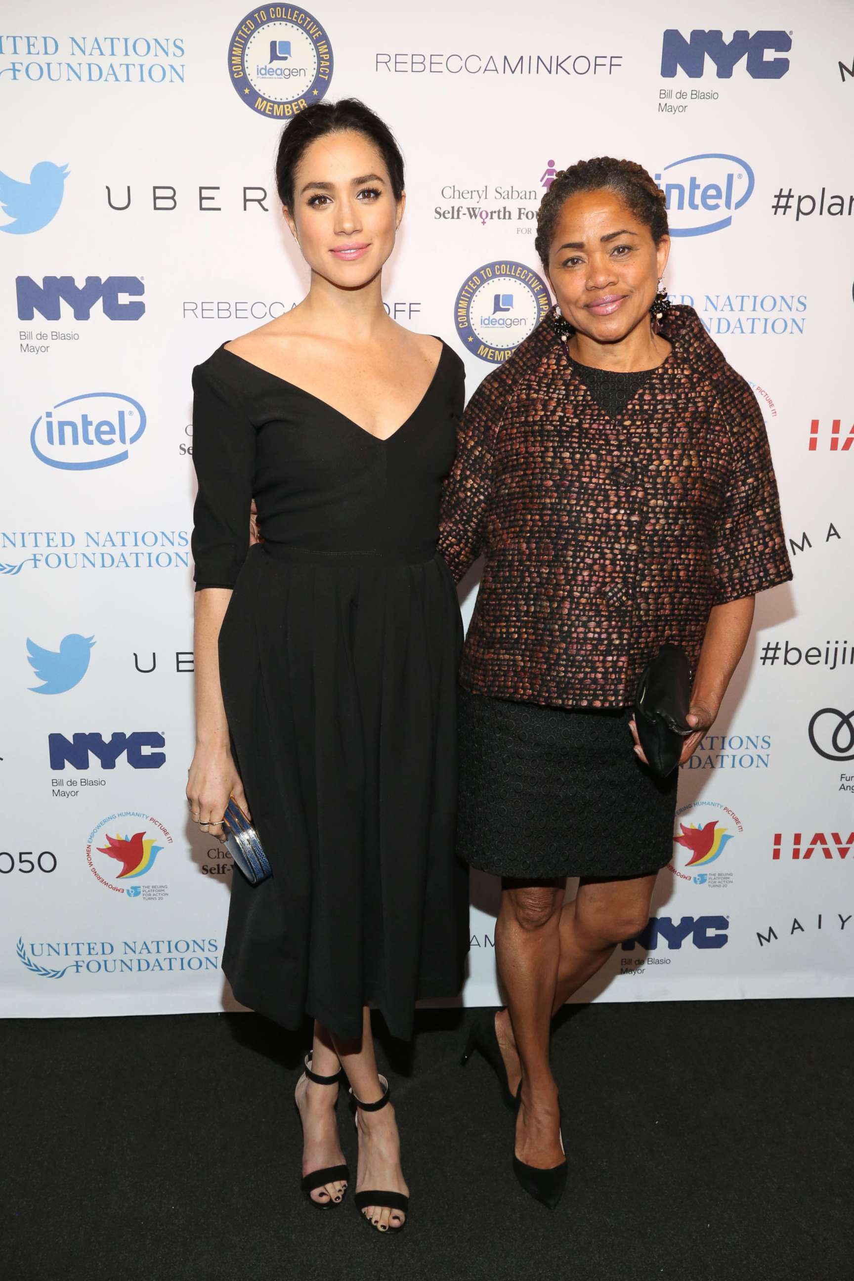 PHOTO: Meghan Markle and her mother Doria Ragland attend UN Women's 20th Anniversary of the Fourth World Conference of Women in Beijing at Manhattan Centre at Hammerstein Ballroom on March 10, 2015 in New York.