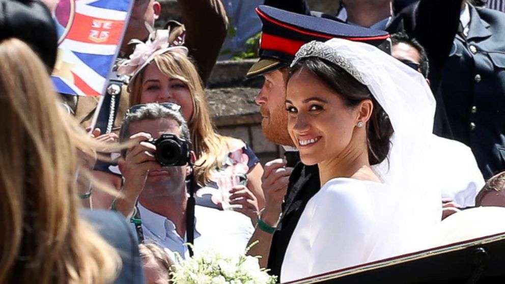 PHOTO: Prince Harry and Meghan Markle leave St George's Chapel in Windsor Castle after their wedding, May 19, 2018.