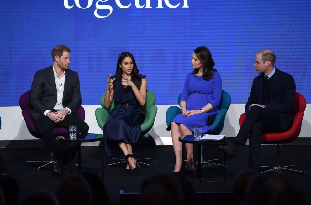 PHOTO: Prince Harry, Meghan Markle, Catherine, Duchess of Cambridge and Prince William, Duke of Cambridge attend the first annual Royal Foundation Forum held at Aviva on Feb. 28, 2018 in London, England.