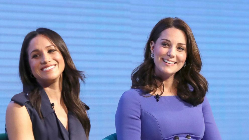 PHOTO: Meghan Markle and Catherine, Duchess of Cambridge, attend the first annual Royal Foundation Forum held at Aviva, Feb. 28, 2018, in London.