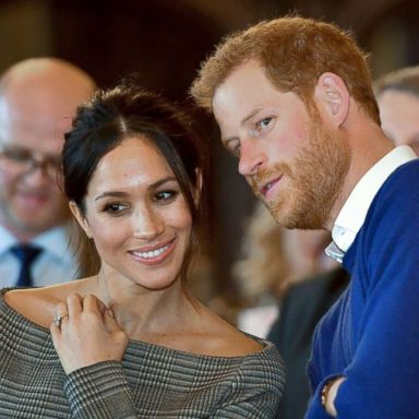 PHOTO: Prince Harry and his fiancee Meghan Markle watch a dance performance by Jukebox Collective during a visit at Cardiff Castle in Cardiff, south Wales, Jan. 18, 2018.