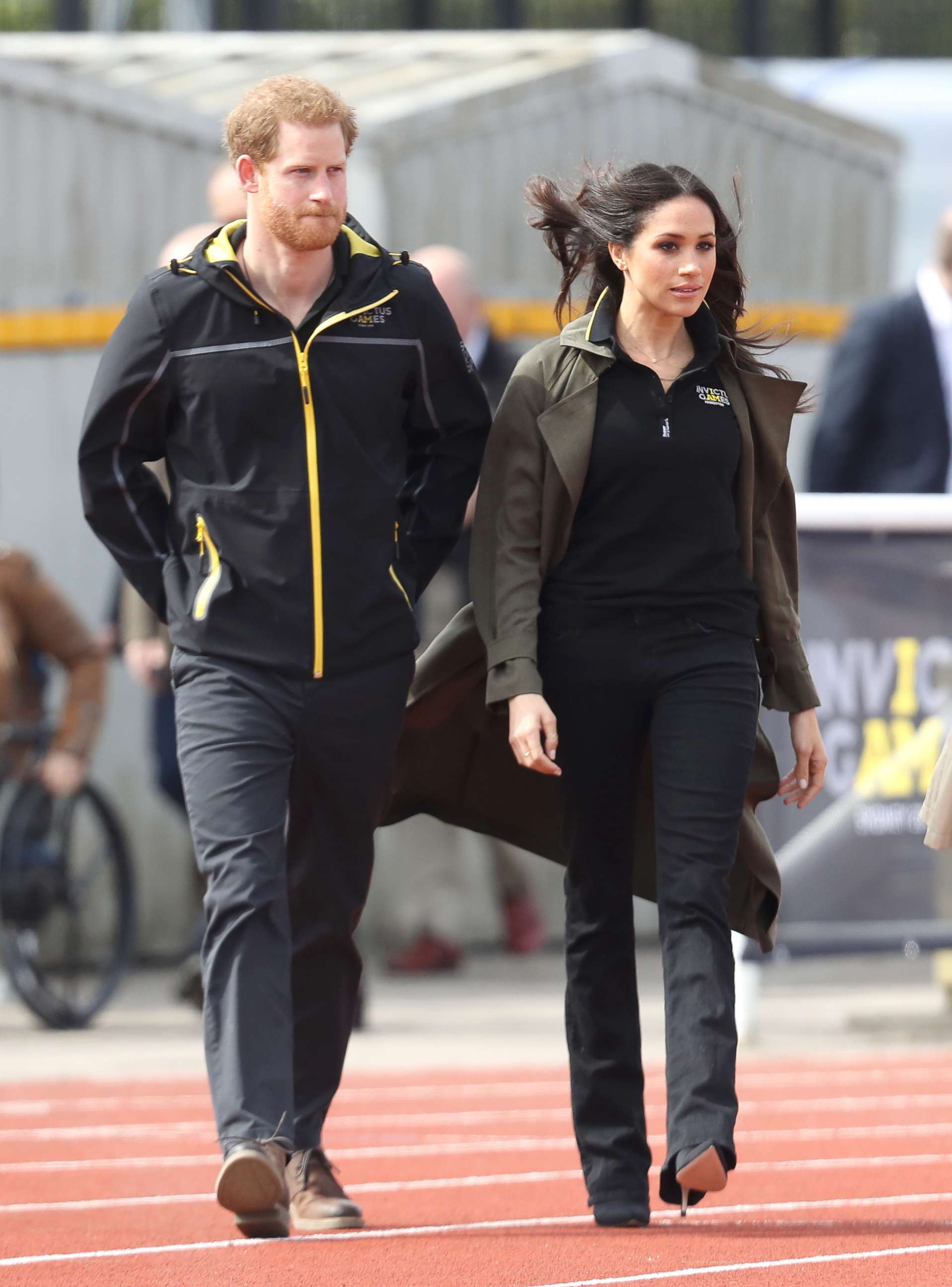 PHOTO: Prince Harry, Patron of the Invictus Games Foundation, and Meghan Markle attend the U.K. Team Trials for the Invictus Games Sydney 2018 at the University of Bath Sports Training Village, April 6, 2018, in Bath, England.