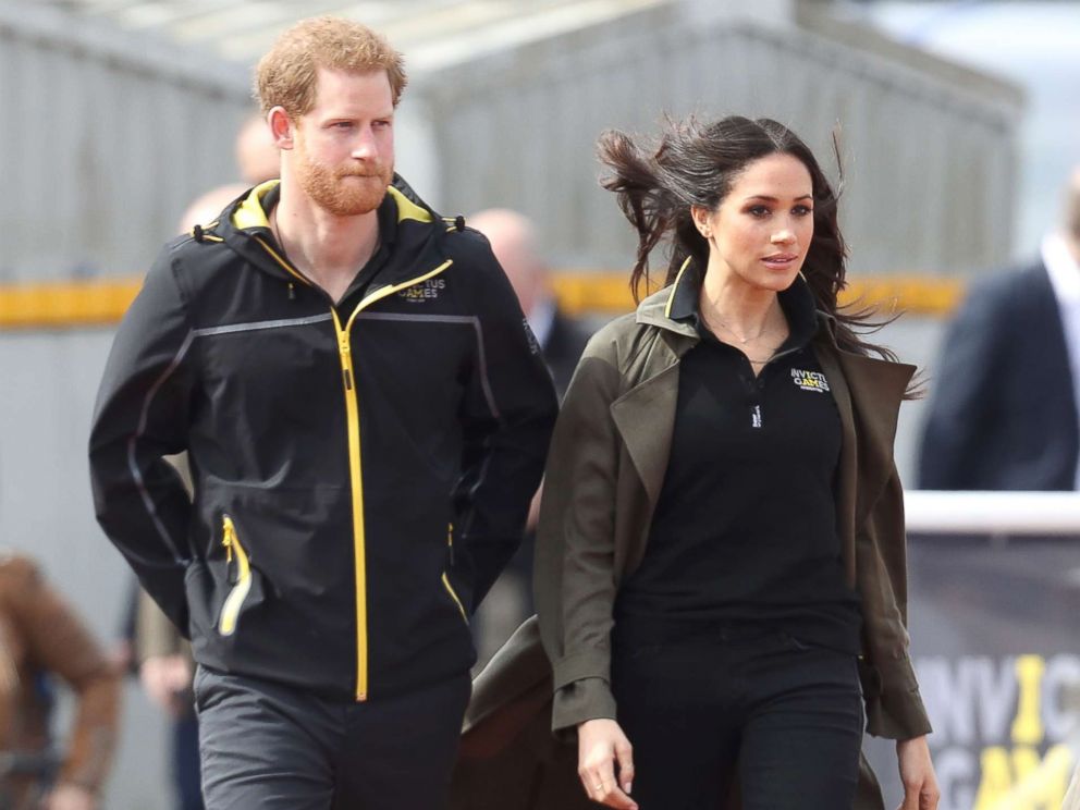 PHOTO: Prince Harry, Patron of the Invictus Games Foundation, and Meghan Markle attend the U.K. Team Trials for the Invictus Games Sydney 2018 at the University of Bath Sports Training Village, April 6, 2018, in Bath, England.