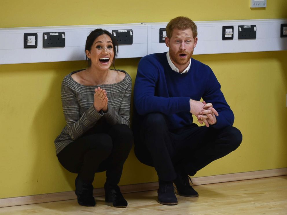 PHOTO: Prince Harry and Meghan Markle a street dance class during their visit to Star Hub, a community and leisure center in the Tremorfa area of the city, Cardiff, Wales, Jan. 18  2018.