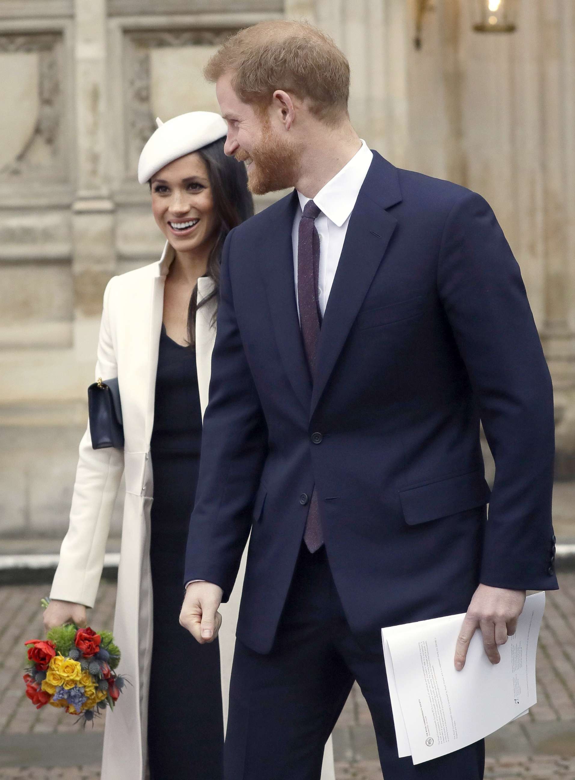 PHOTO: Britain's Prince Harry leaves with his fiancee, U.S. actress Meghan Markle after attending a Commonwealth Day Service at Westminster Abbey in central London, March 12, 2018.
