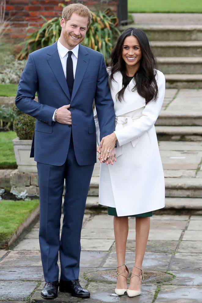 PHOTO: Prince Harry and actress Meghan Markle during an official photocall to announce their engagement at The Sunken Gardens at Kensington Palace on Nov. 27, 2017 in London.