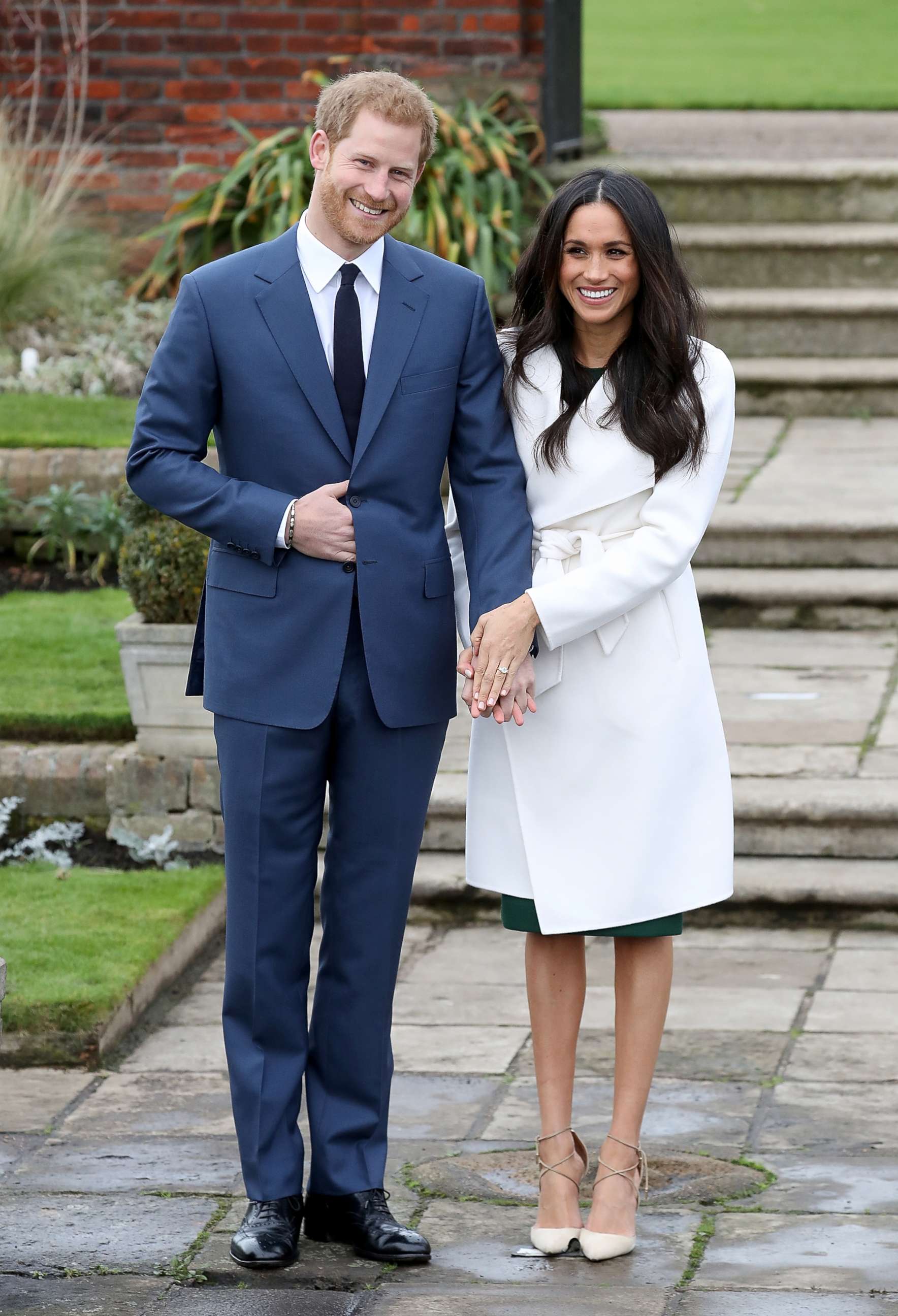 PHOTO: Prince Harry and actress Meghan Markle during an official photocall to announce their engagement at The Sunken Gardens at Kensington Palace on Nov. 27, 2017 in London.