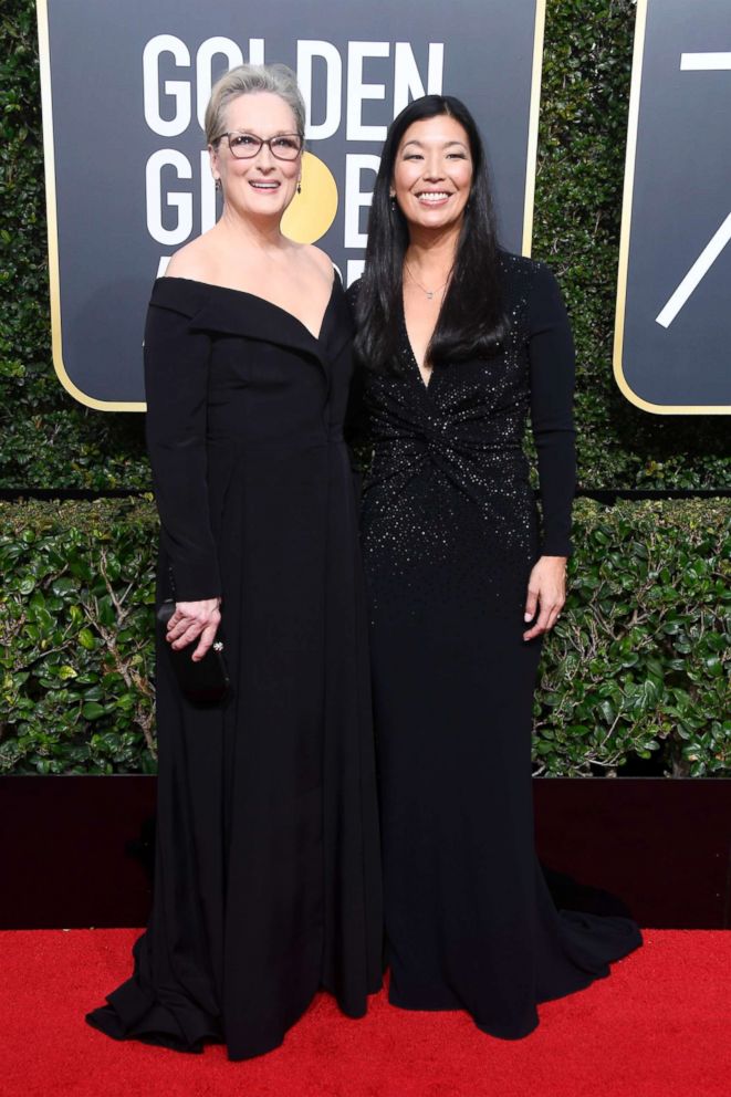 PHOTO: Meryl Streep and NDWA Director Ai-jen Poo attend The 75th Annual Golden Globe Awards at The Beverly Hilton Hotel, Jan. 7, 2018 in Beverly Hills, Calif. 