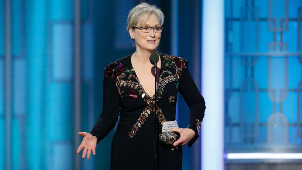 PHOTO: Meryl Streep accepts the Cecil B. DeMille Award at the 74th Annual Golden Globe Awards in Beverly Hills, Calif., Jan. 8, 2017. 