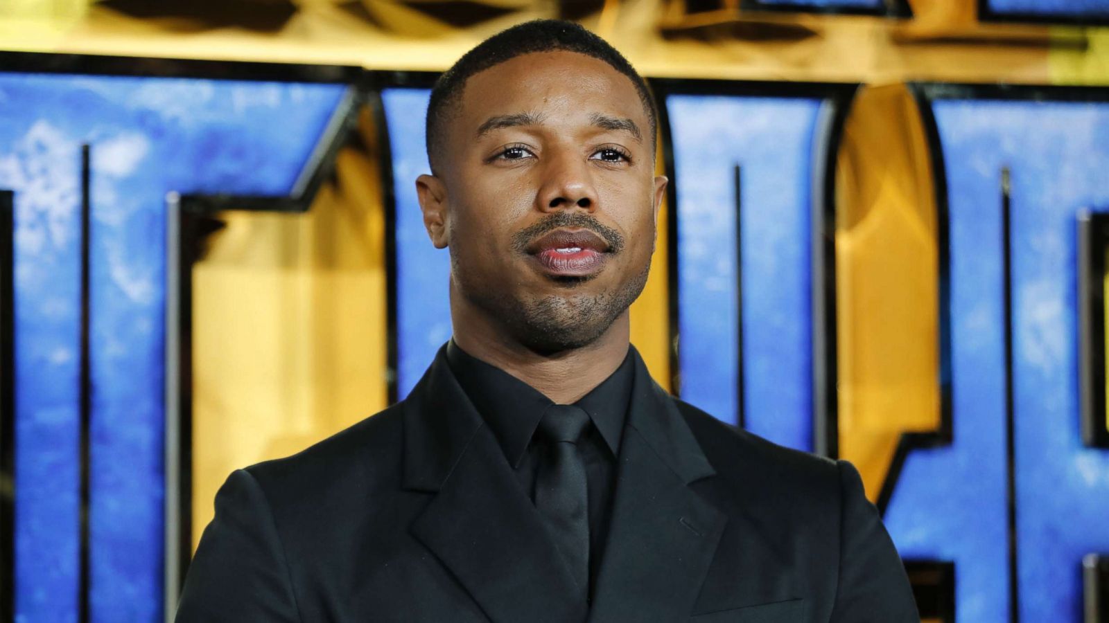 PHOTO: Michael B. Jordan poses on arrival for the European Premiere of 'Black Panther' in central London on Feb. 8, 2018.