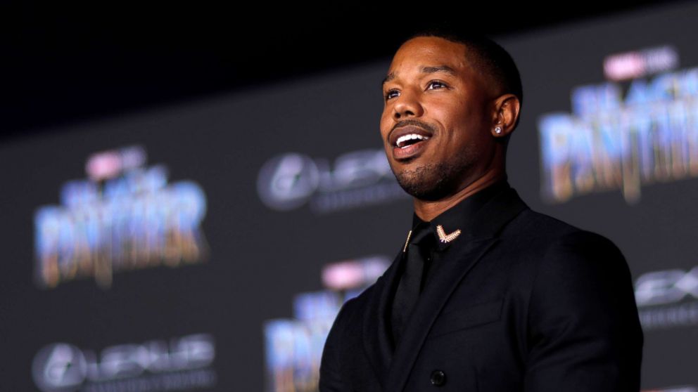 Michael B. Jordan poses at the premiere of "Black Panther" in Los Angeles, Jan. 29, 2018.