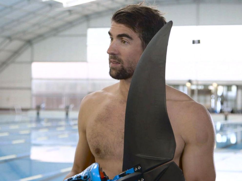 PHOTO: Michael Phelps trained with a monofin for his race against a great white shark for Discovery Channels Shark Week.