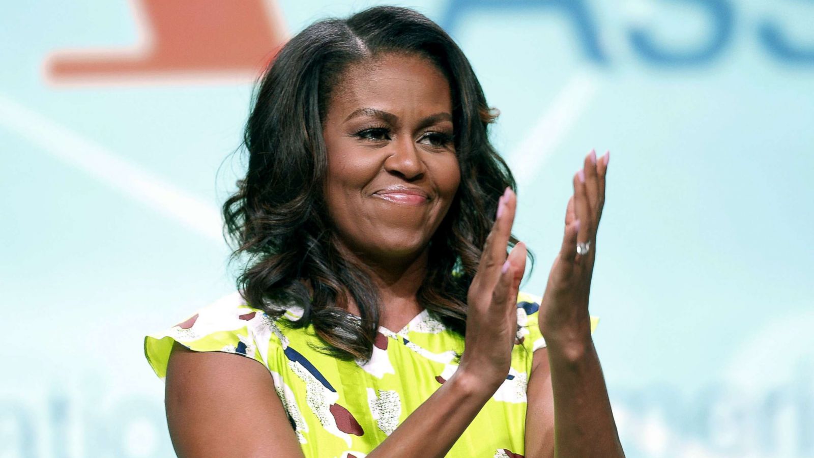 PHOTO: Former first lady Michelle Obama waves after discussing her forthcoming memoir titled, "Becoming," during the 2018 American Library Association annual conference, June 22, 2018, in New Orleans.