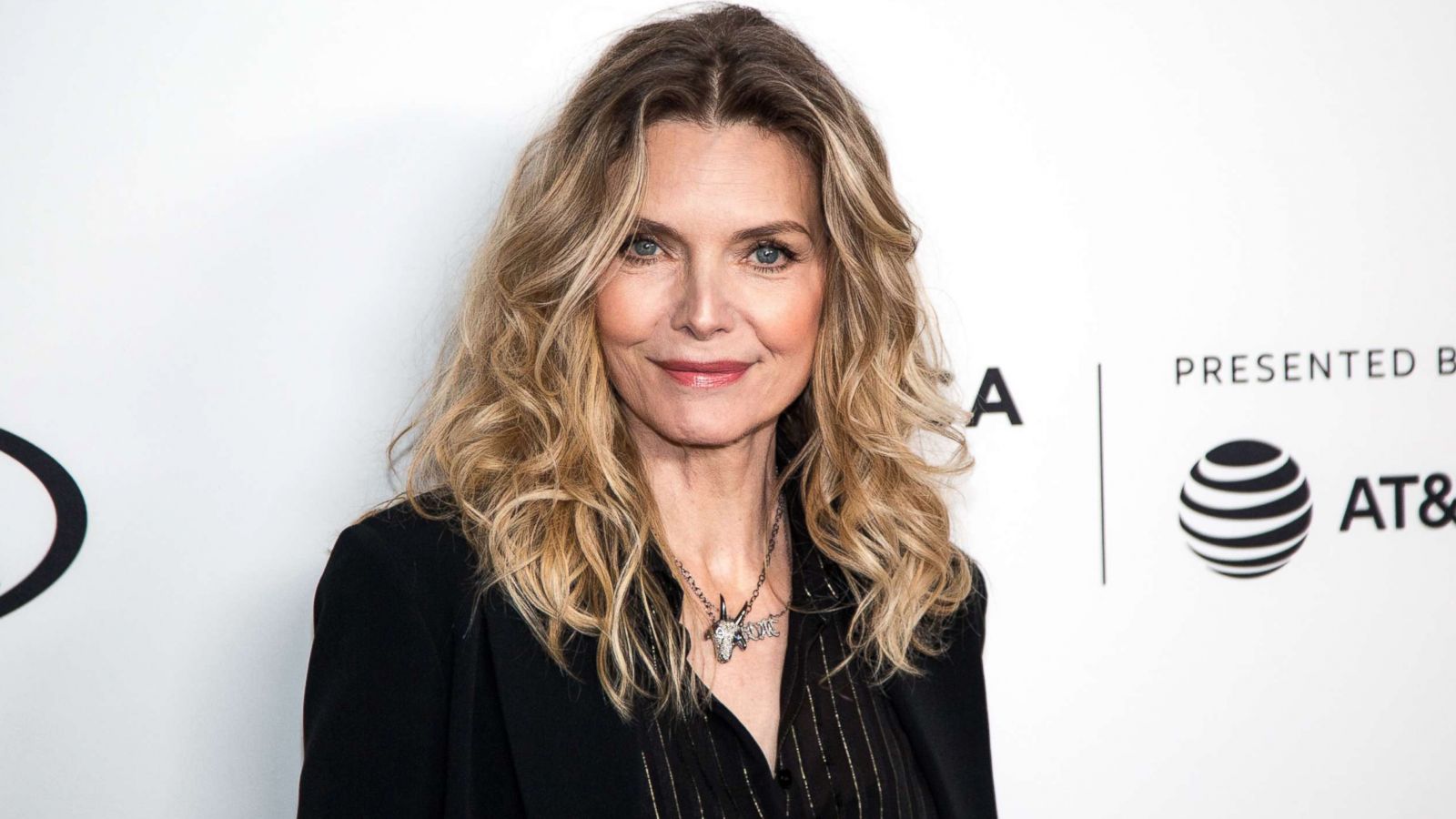 PHOTO: Michelle Pfeiffer poses for photographs during the 'Scarface Reunion' event at the Tribeca Film Festival in New York, April 19, 2018.