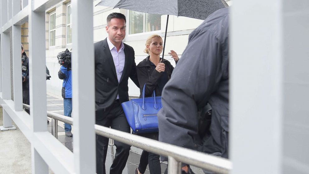 PHOTO: Mike "The Situation" Sorrentino and fiancee Lauren Pesce appear for Sorrentino's arraignment on tax fraud charges at the Martin Luther King Building and U.S. Courthouse, Oct. 23, 2014, in Newark, N.J.
