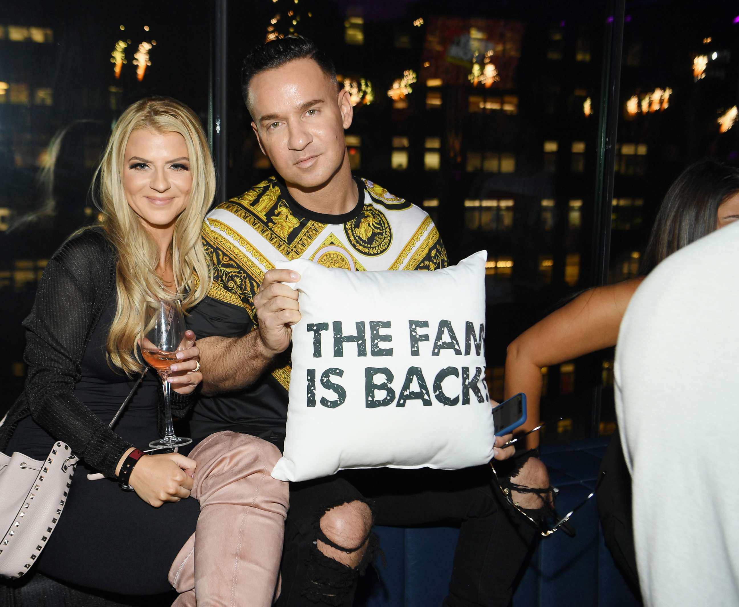 PHOTO: Lauren Pesce and Mike 'The Situation' Sorrentino attend  "Jersey Shore Family Vacation" New York Premiere at PHD Rooftop Lounge at Dream Downtown, April 4, 2018, in New York.